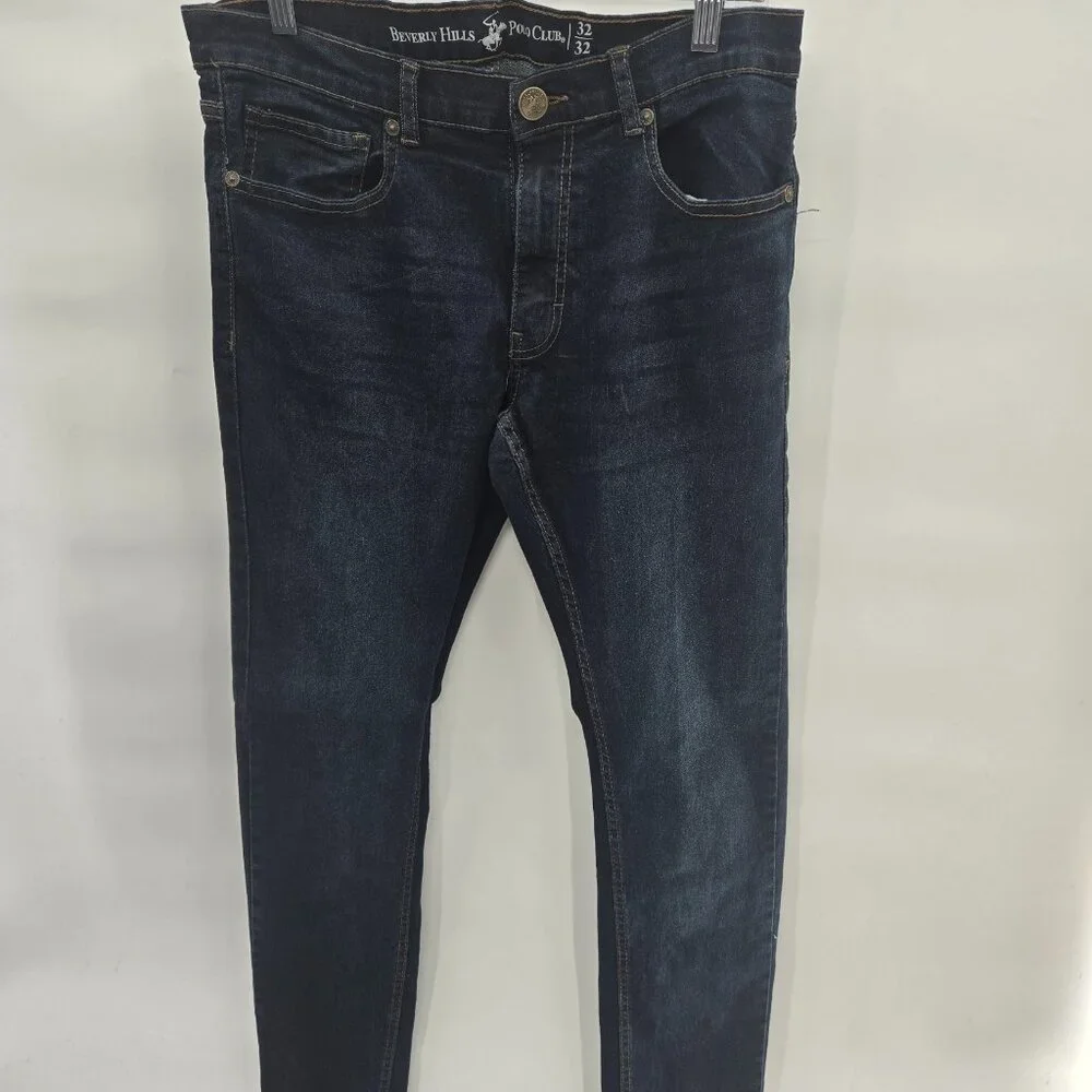 Beverly Hills Polo Club Blue Men's Dark Denim Straight Leg Jeans Waist 32